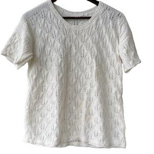 Vintage laced knit short sleeve sweater
